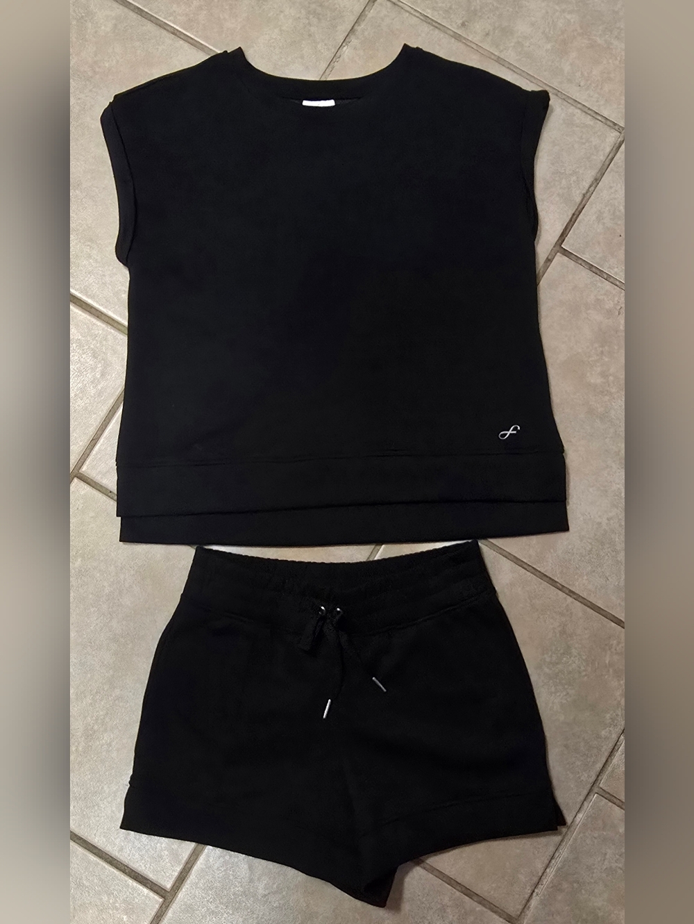 Kids Black Matching Lounge Set - Short Sleeve Top & Shorts